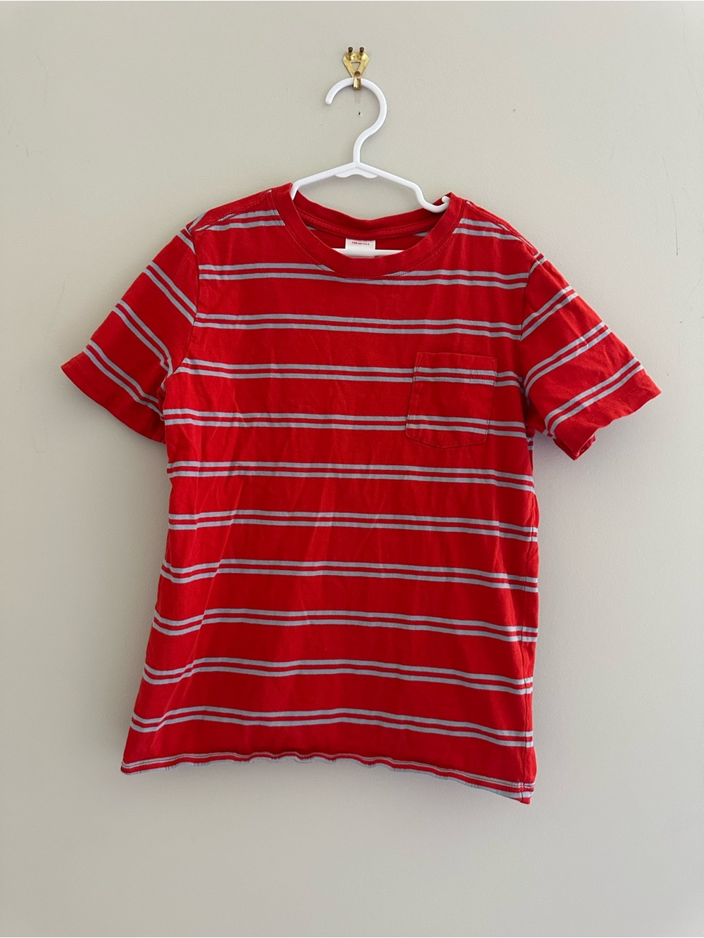 Hanna Andersson Boys Pima Cotton Striped Pocket T-Shirt, Size 8 / 130 cm
